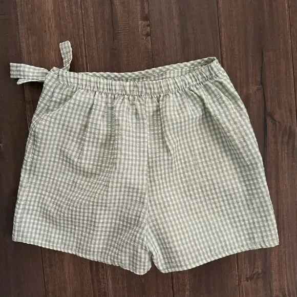 Love Squared Girl Green Checkered Ruffle Tie Wrap Skort Girls 12 - Picture 4 of 4